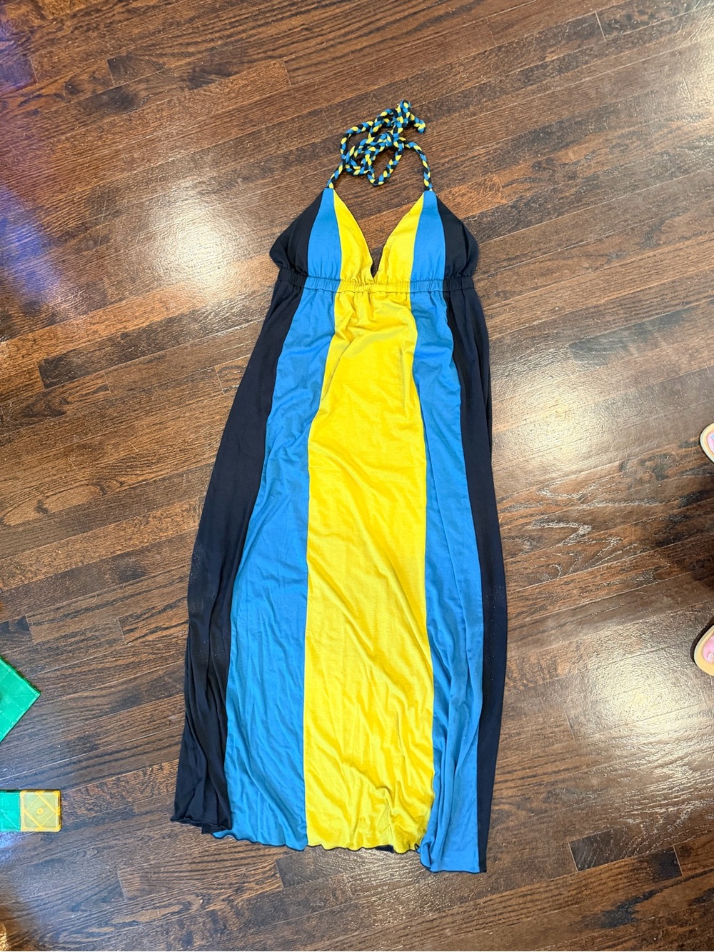 Girls Colorblock Halter Maxi Dress - Blue & Yellow